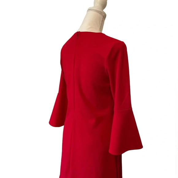 Express Keyhole Bell 3/4 Sleeve Solid Red Above Knee Women’s Small Dress - Picture 5 of 13